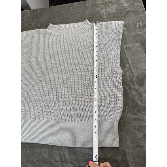Aritzia Babaton Hazlitt Sweater Vest Gray Merino Wool Mock‑Neck Shoulder Pads L - Picture 8 of 12